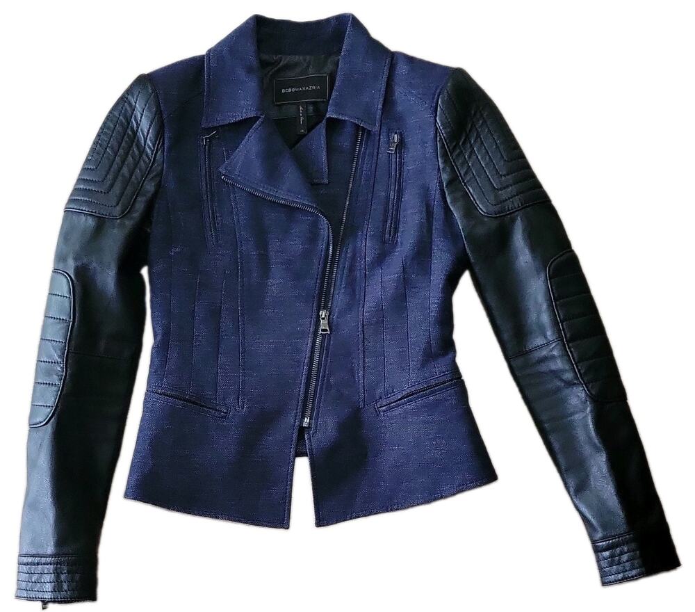 BCBGMAXAZRIA Midnight Blue Moto Jacket | Edgy Chic • Luxe • Y2K
